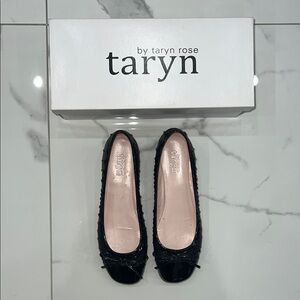 Taryn Rose Black Ballet Flats with Bow Detail
